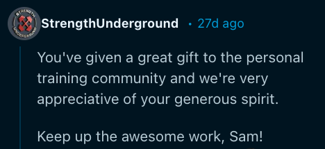 Personal trainer review of FitPros.io free coaching software, testimonial 2