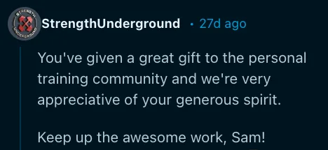 Personal trainer review of FitPros.io free coaching software, testimonial 2