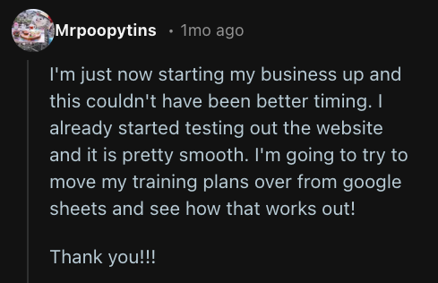 Personal trainer review of FitPros.io free coaching software, testimonial 4
